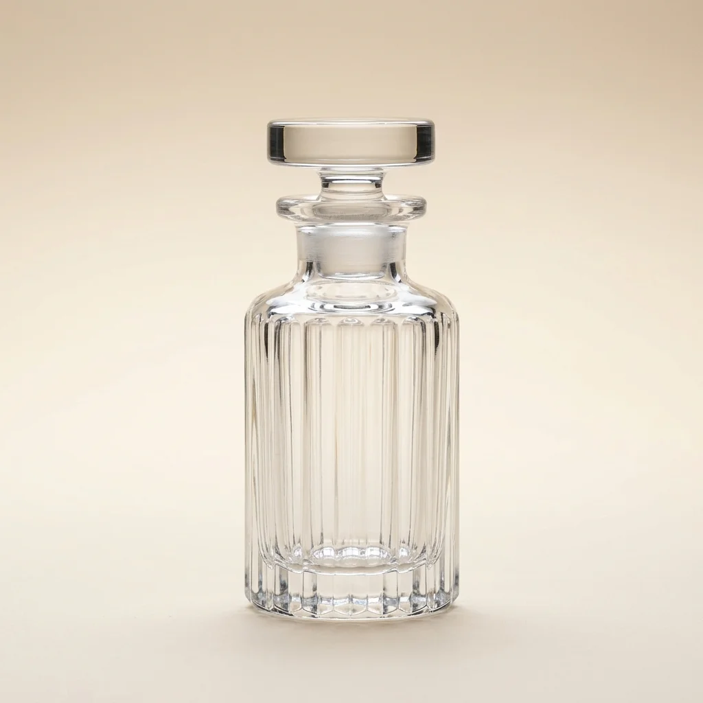 Heavy-Wall Fluted Clear Glass Display Flacon (Flat Penny Stopper)