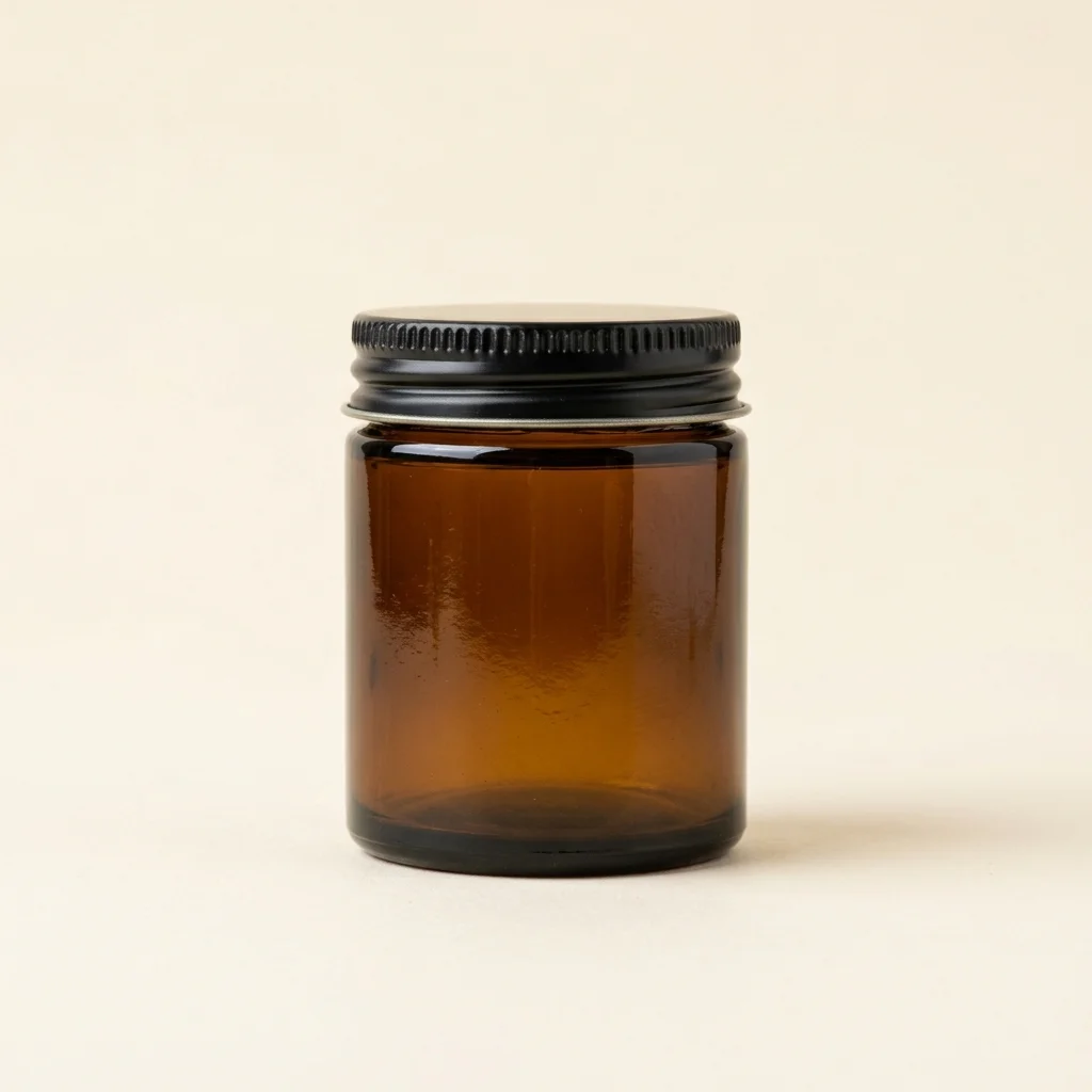 Cylindrical Dark Amber Glass Decorative Glass Pot with Metal Cap