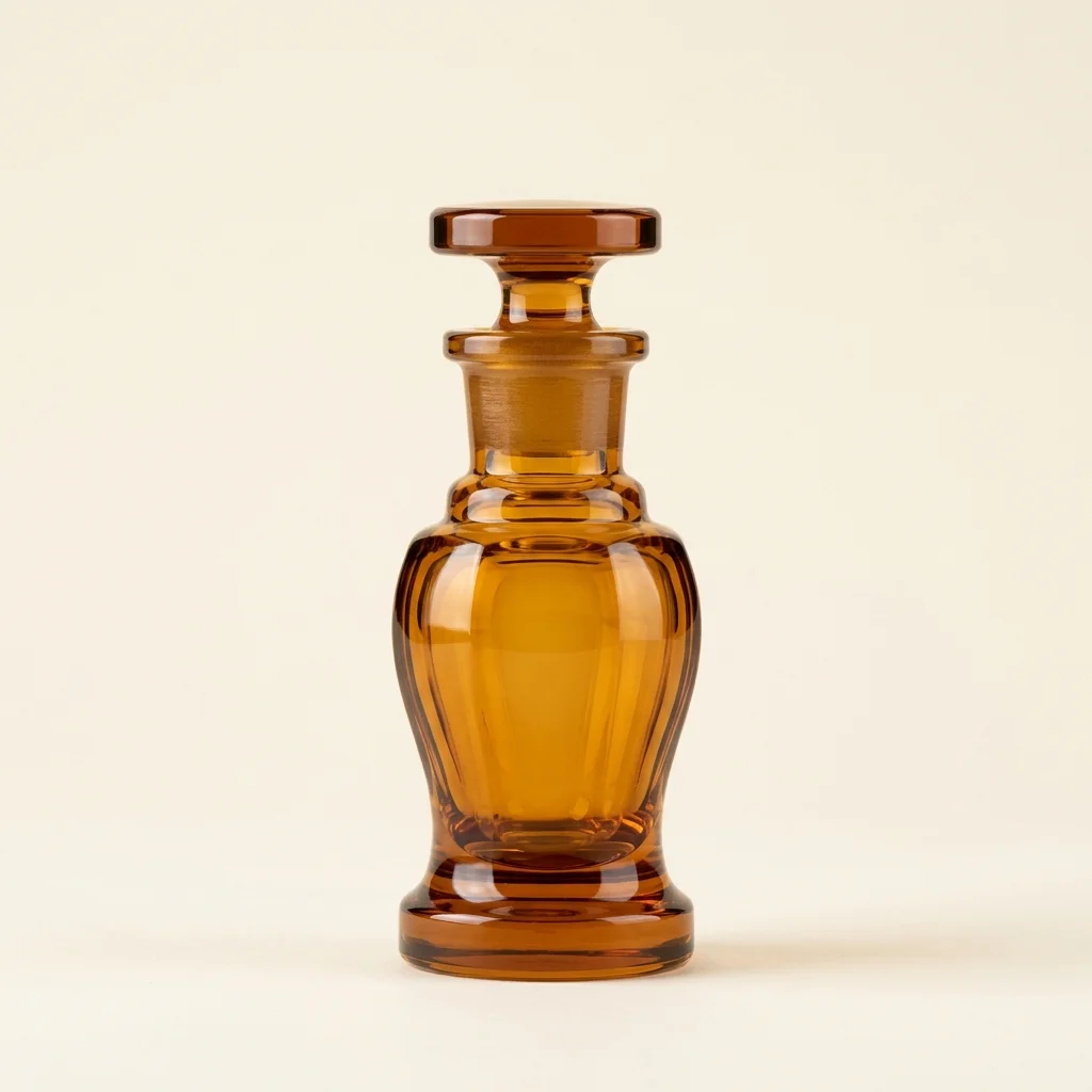 Heavy-Base Amber Glass Baluster Flacon