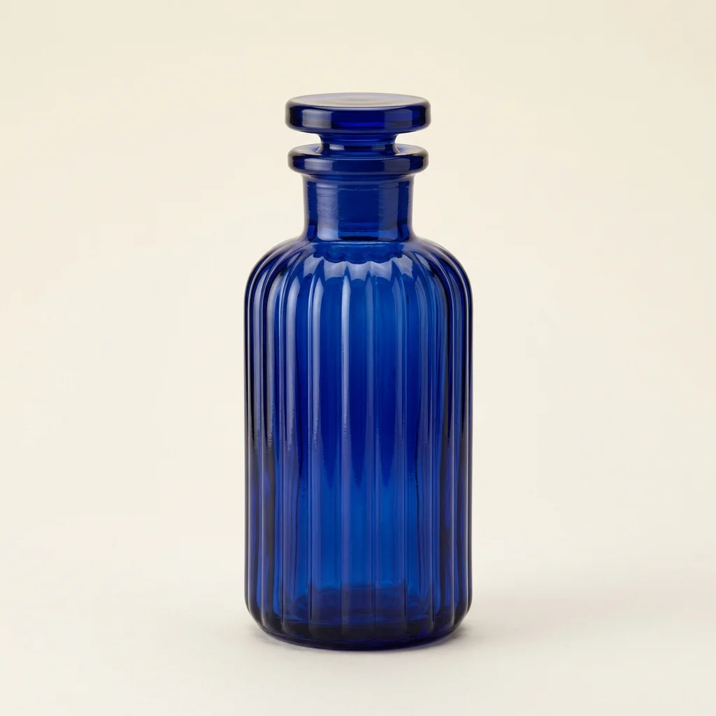 Fluted Cobalt Blue Glass Decorative Dropper Vessel