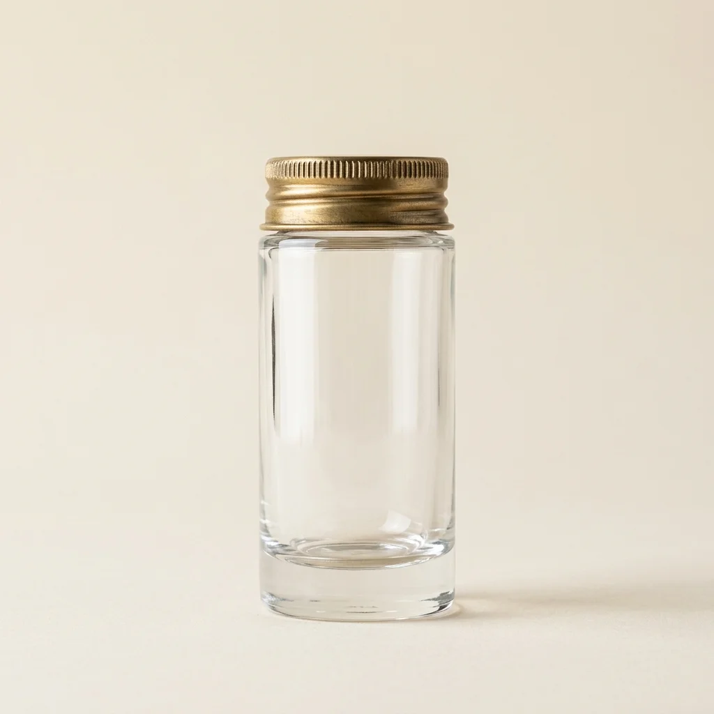 Turned Brass Lid Cylindrical Botanical Display Flacon