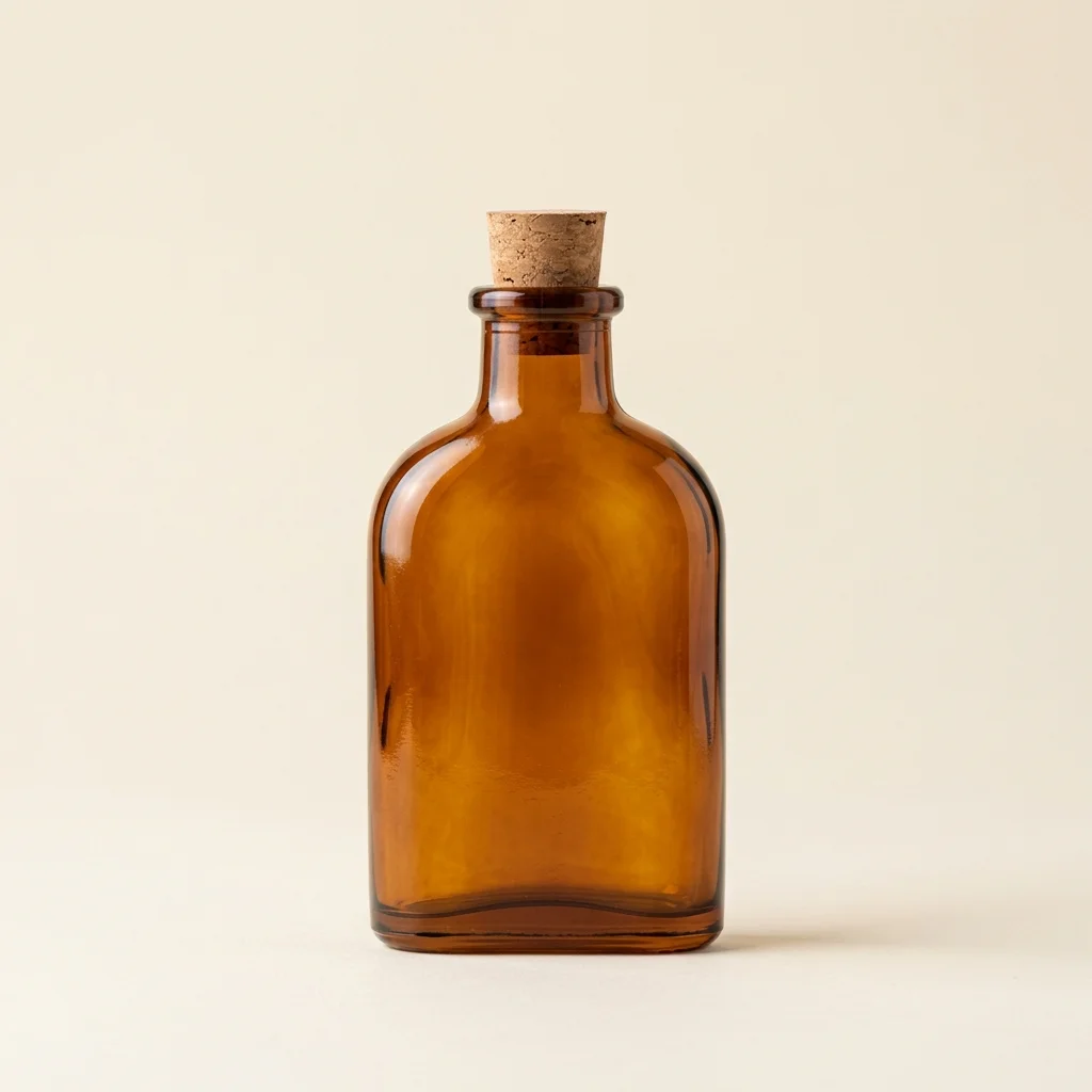 Period Pocket Amber Glass Pocket Glass Flacon with Cork Seal